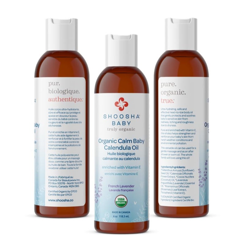 Shoosha Organic Calendula Oil French Lavender, for Babies, Real Calendula Oil, Calendula Massage Oil Moisturizer, Hypoallergenic, Gluten-Free, 100% Biodegradable - Image 2